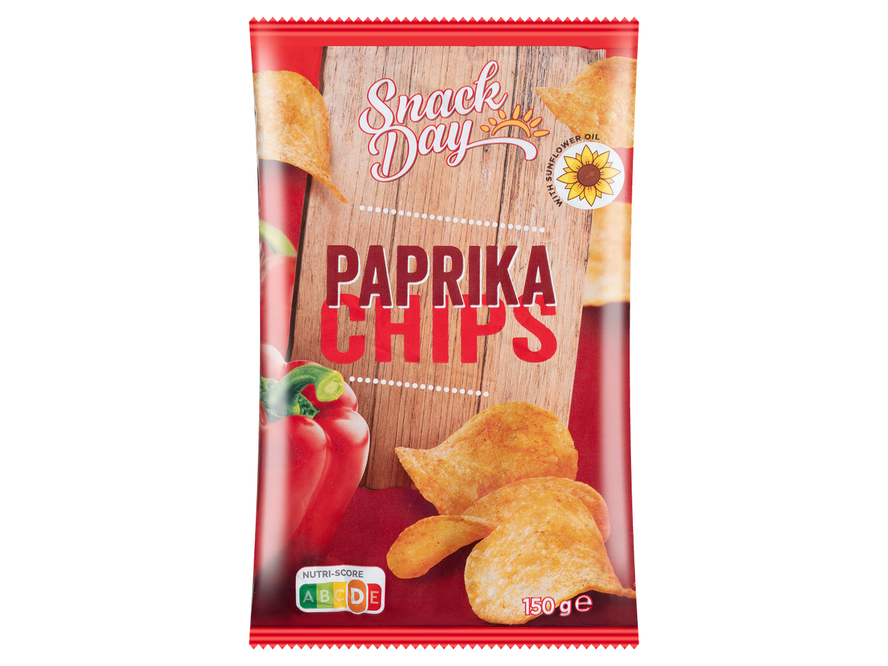 Paprikás burgonyachips 150 g-os kiszerelésben.