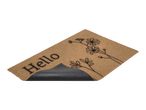 Coir doormat with 'Hello' text, floral design and non-slip backing