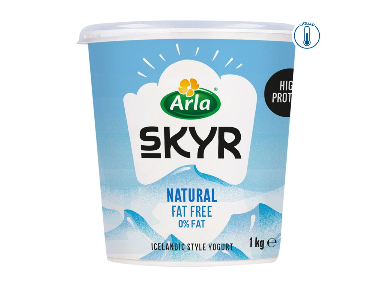 Arla Skyr Natural Fat Free Icelandic Style Yogurt, 1kg tub.