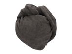 Dark grey microfiber hair towel wrap with a twisted knot design
