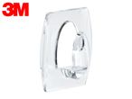 A clear plastic 3M Command hook on a white background.