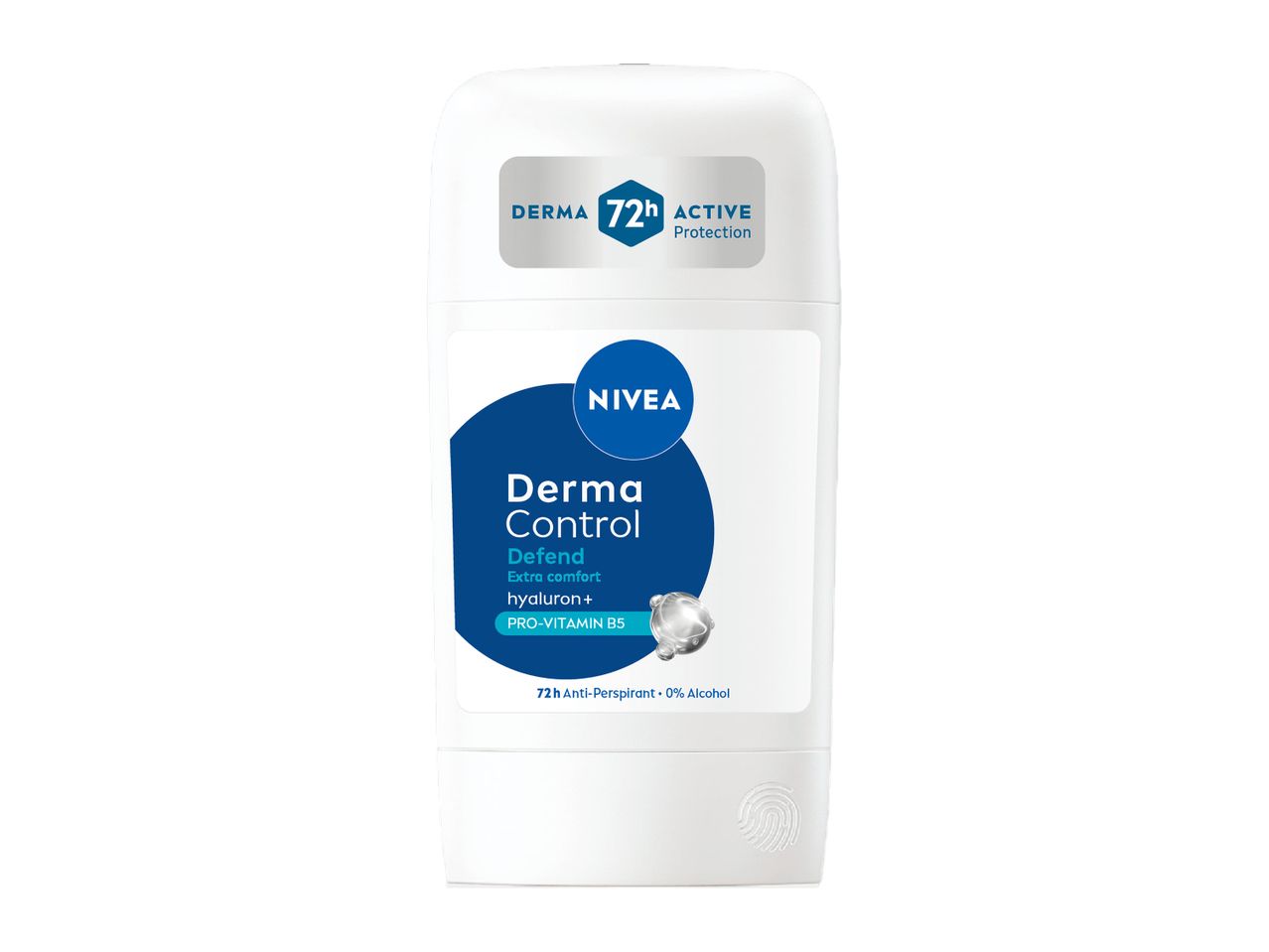 Deodorant antiperspirant solid, alb, cu etichetă albastră, ce oferă protecție activă 72h.