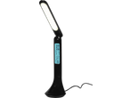 Lampă de birou LED LIVARNO HOME cu afișaj digital care arată ora, data și temperatura.