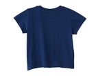 Back view of a plain navy blue short-sleeved t-shirt.