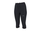Black women's capri leggings with a drawstring waist and a small logo on the left leg.