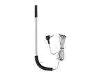 Meat thermometer probe with a black handle and a coiled silver cable with a jack plug.
