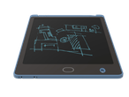 O tabletă de scris LCD albastră cu o schiță simplă pe ecran.