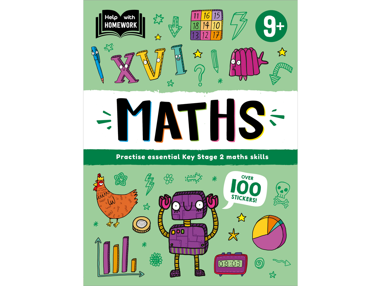 Maths book for 9+ year olds with over 100 stickers.