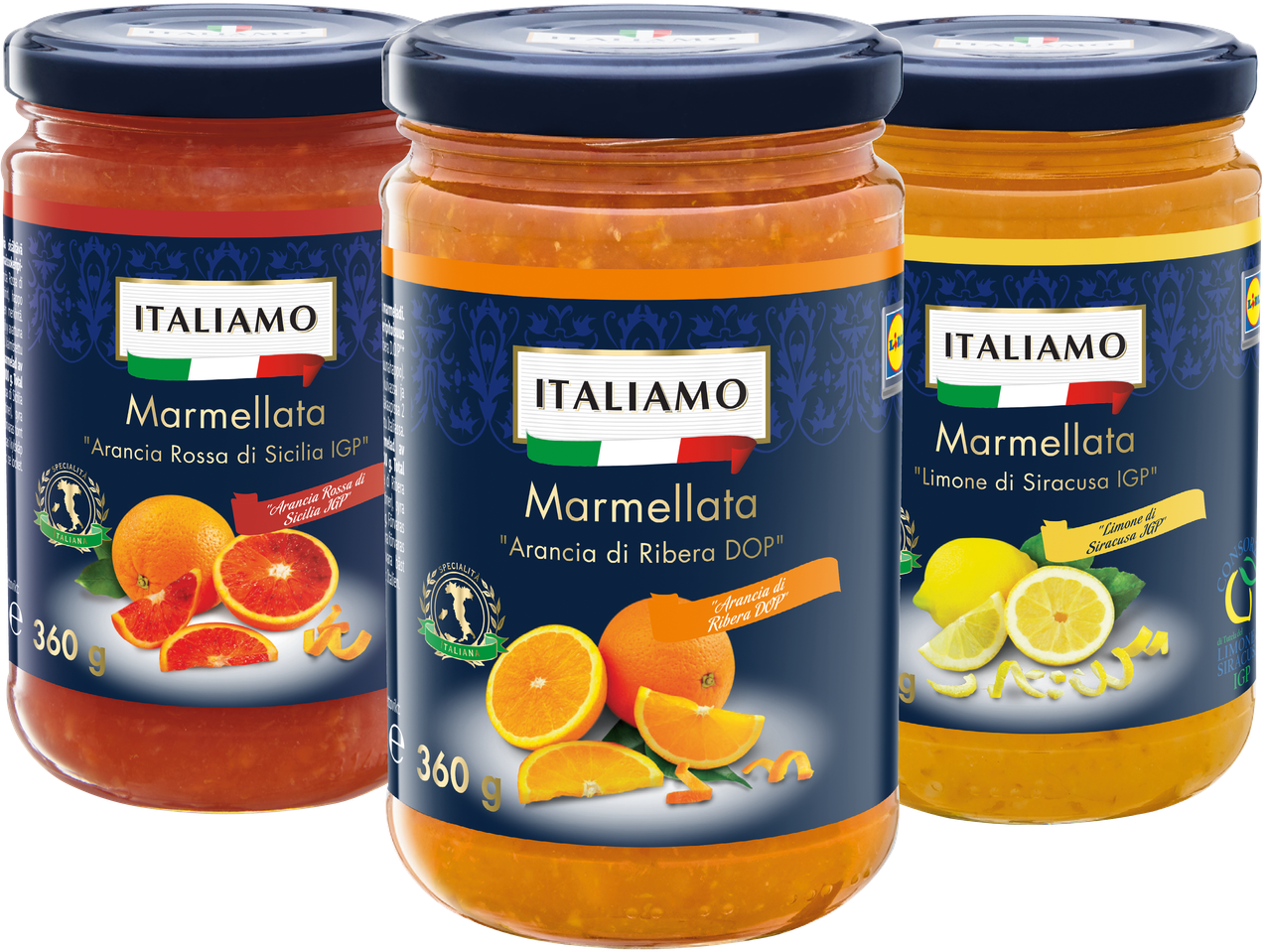 Italimo marmelader: apelsin, citron.