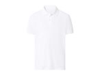 White short-sleeved polo shirt with a collar and three buttons