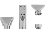 Heat gun nozzles: flat, triangular, and concentrator.