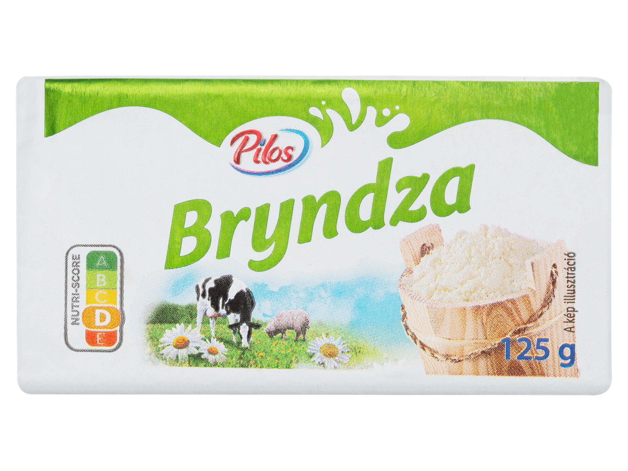 125 g-os bryndza juhsajt csomagolásban.
