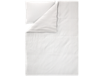 White duvet cover set with a pillow, featuring a crinkled texture.