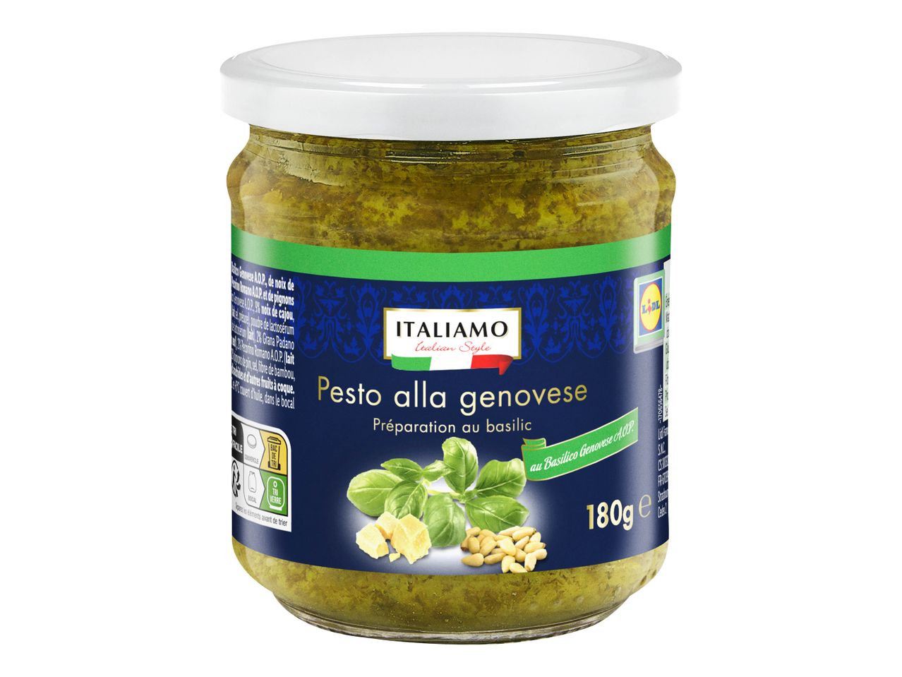 Un pot de pesto alla genovese Italamo de 180g.
