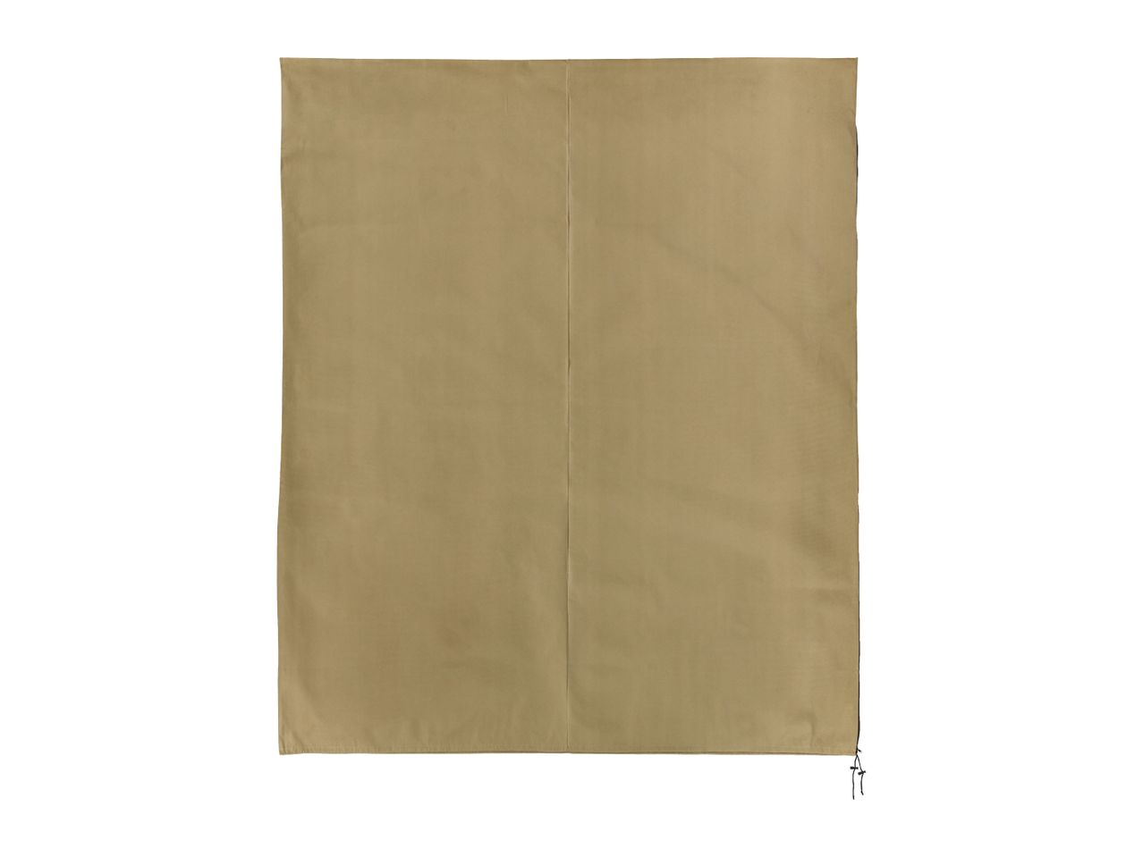 A large, rectangular piece of tan fabric, possibly a tarp or cover, with a seam down the middle.