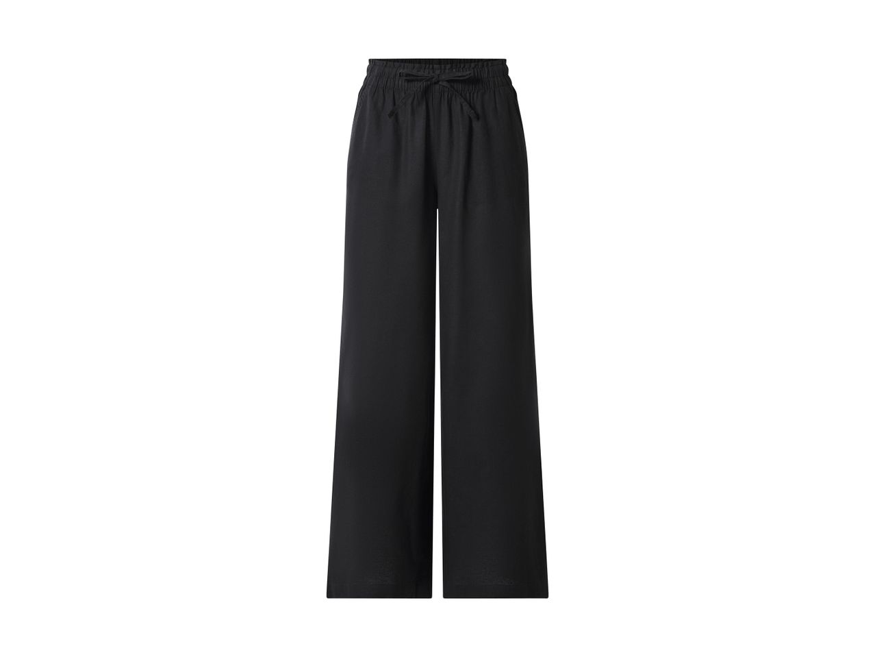 Black wide-leg trousers with a drawstring waist