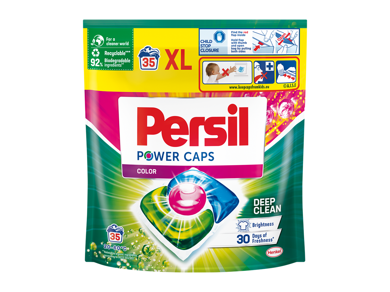 Pachet mare de capsule de detergent pentru rufe colorate, cu 35 de spălări, curățare profundă și prospețime de lungă durată.