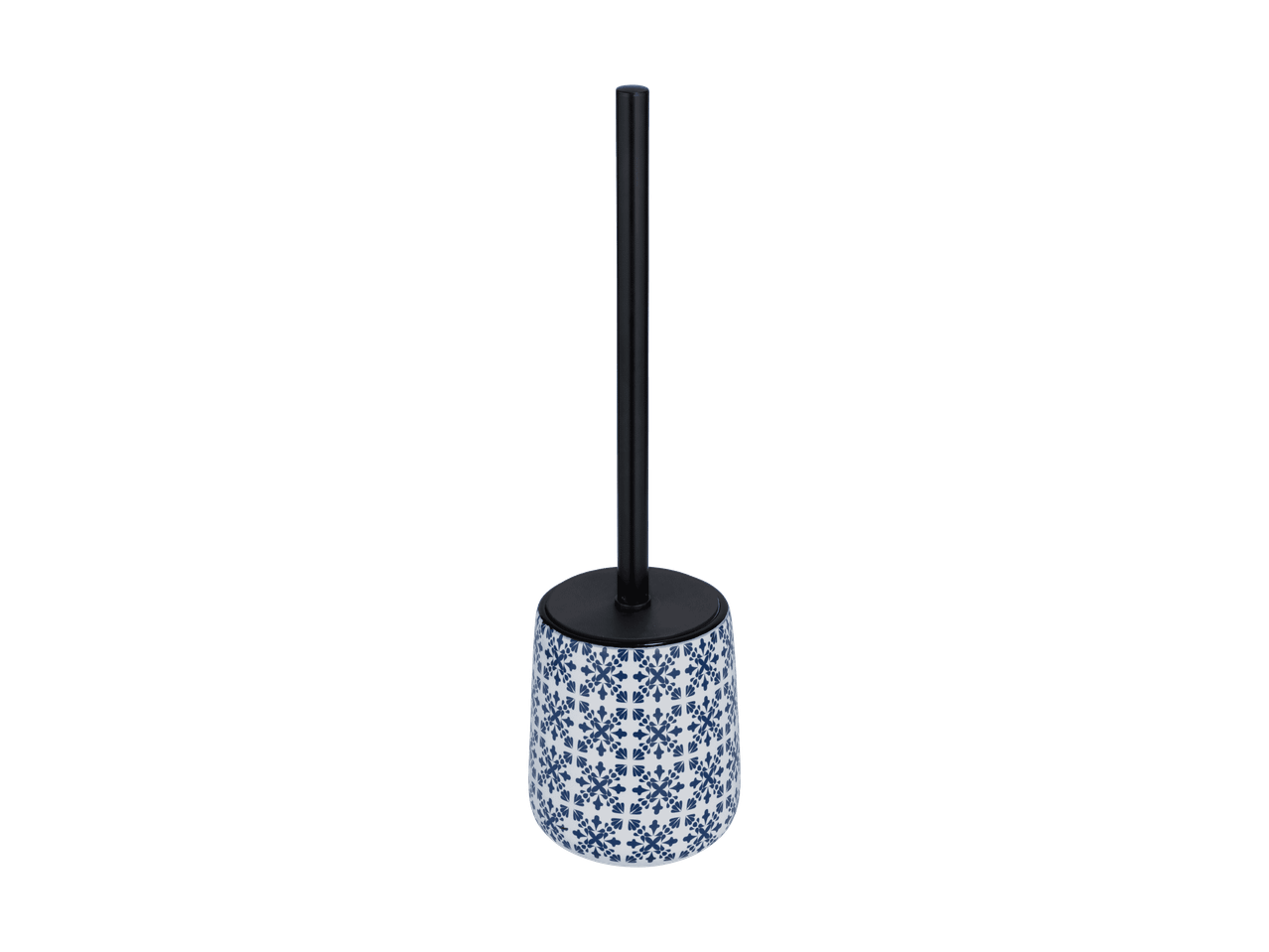 Brosse de toilette avec support en céramique à motif bleu et blanc
