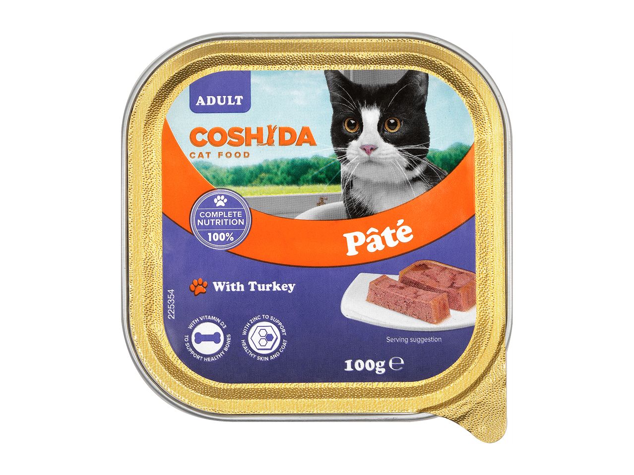 Coshida adult cat food: turkey pâté.