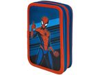 Spider-Man themed blue and red pencil case with a thumbs-up graphic.