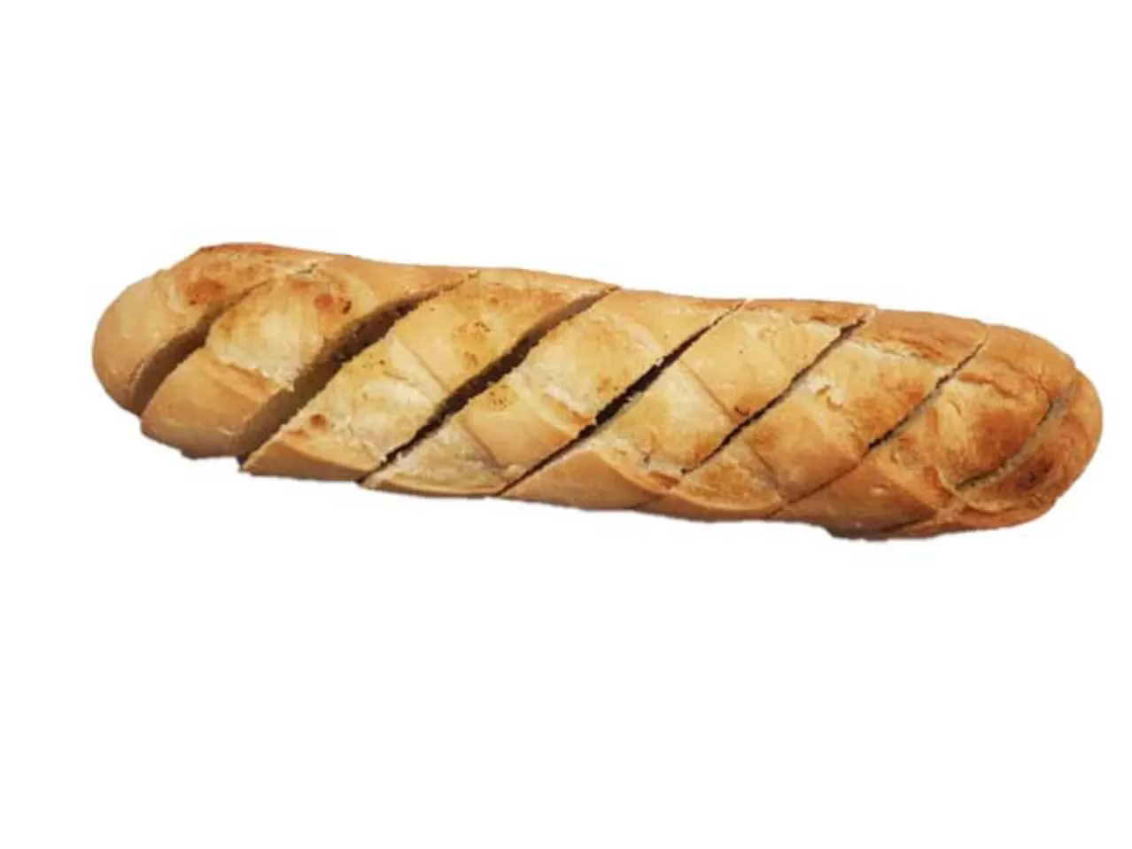 Pâine cu usturoi feliată.