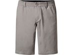 Gray men's casual shorts with an elastic waistband and button closure.