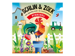 Kleurrijk kinderboek 'Schijn & Zoek Boerderij' met een haan, tractor en boerderijdieren.