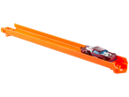 Hot Wheels trase ar sarkanu rotaļu automašīnu.