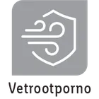 Sivi štit sa simbolom vetra i tekstom 'Vetrootporno' ispod.