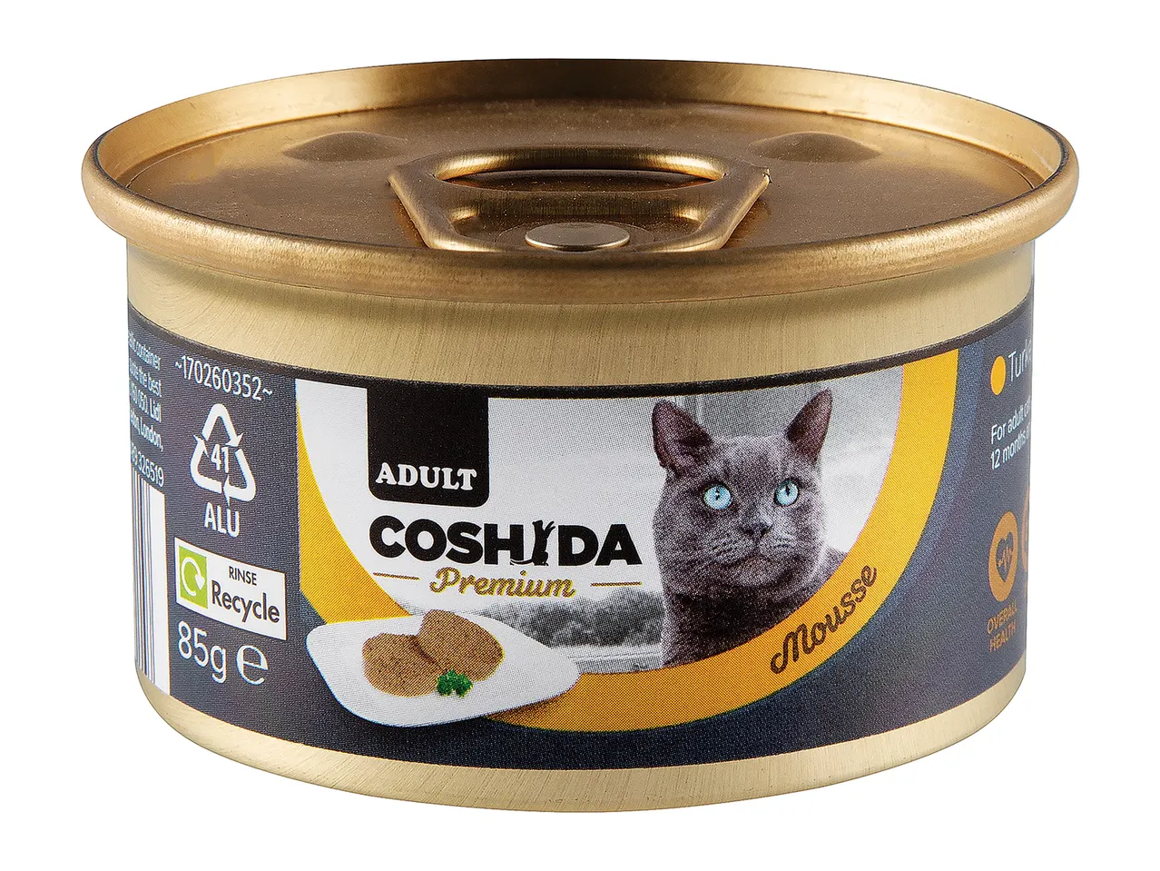 Coshida Premium: adult cat mousse, 85g can.