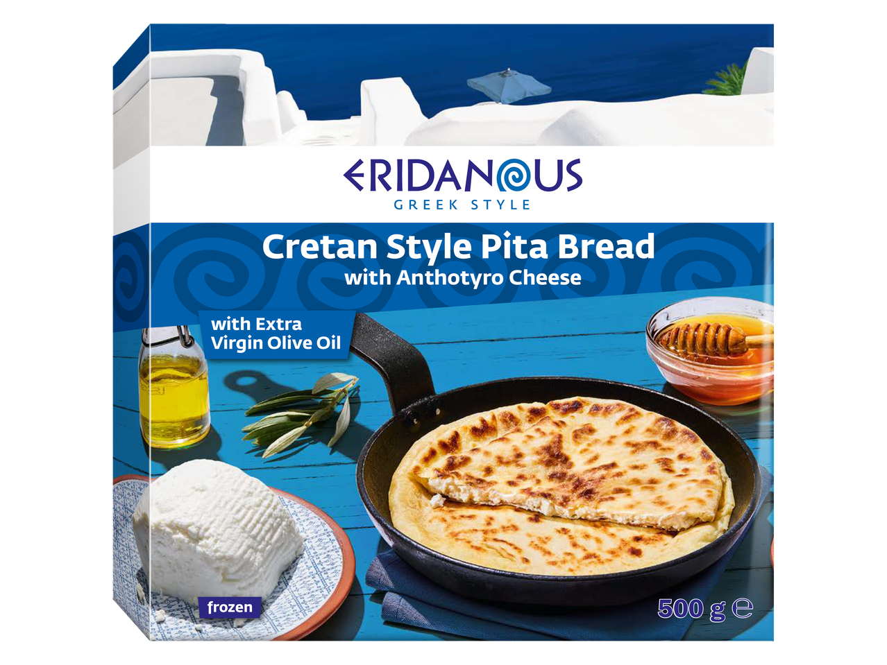 Eridanus Kretos stiliaus pita duona su Anthotyro sūriu.