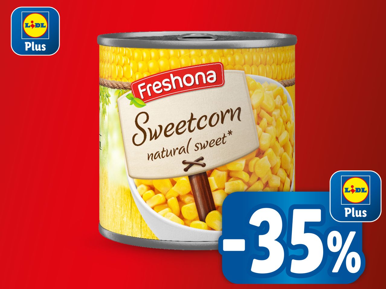 Lidl Plus nudi 35% popusta na konzervu slatkog kukuruza Fresbona.