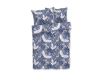 Bettenwäsche-Set mit Kranich-Motiv in Blau.