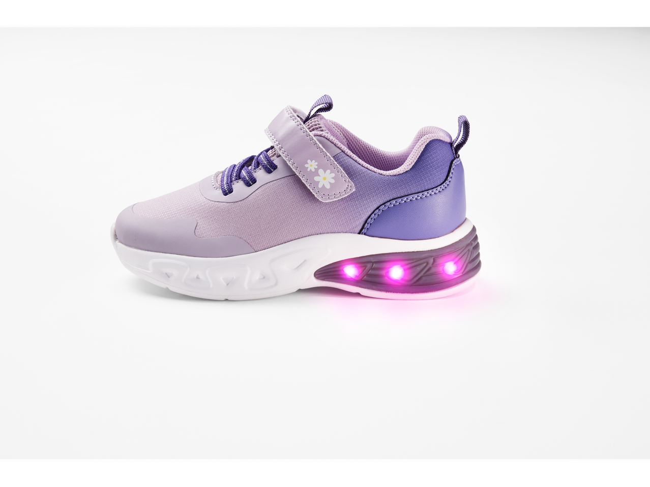 Lupilu® lila Kinder Blink-Schuhe mit rosa leuchtender Sohle.