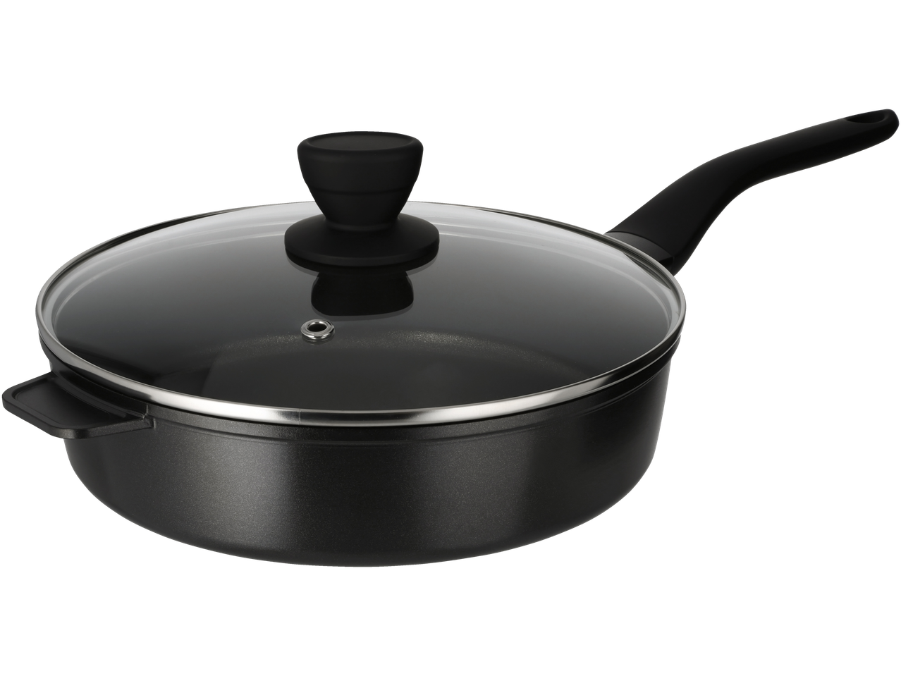 SILVERCREST® Cast Aluminium Sauté Pan with glass lid and long handle