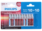 Philips AAA elemek, 20 db, alkáli, hosszú élettartam.