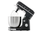 A black Silvercrest 650W stand mixer with a stainless steel bowl and whisk attachment.