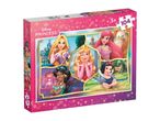 Pink puzzle box featuring five princesses, 104 pieces, for ages 5+