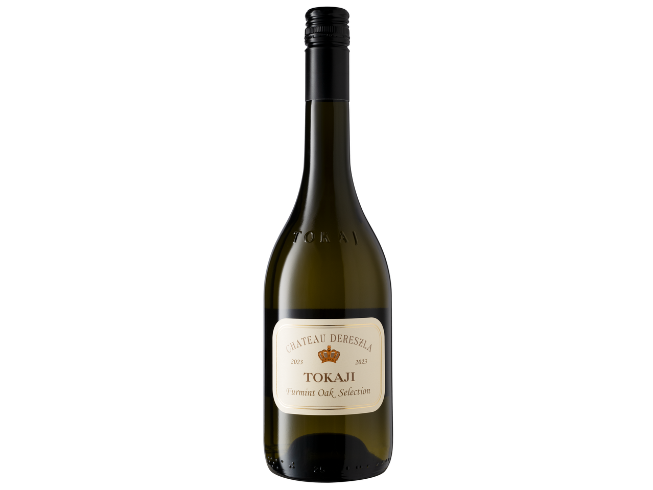 Chateau Dereszla Tokaji Furmint Oak Selection borosüveg fekete csavaros kupakkal.