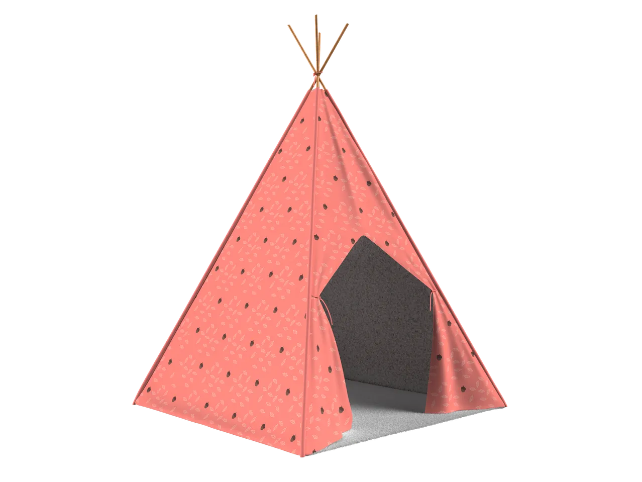 Playtive Teepee Play Tent in pink with leaf and acorn pattern
