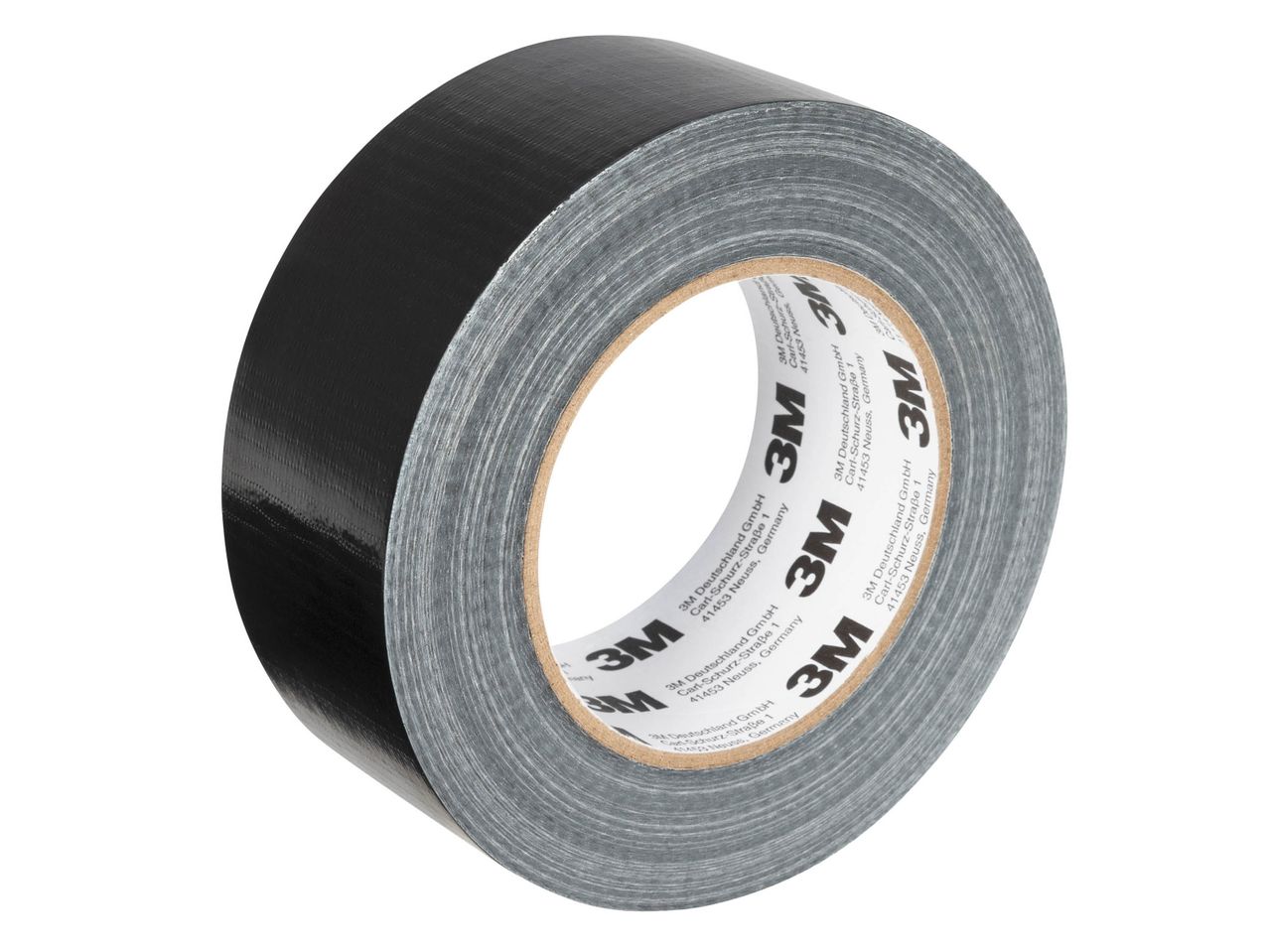 A roll of black 3M duct tape with visible branding on the core.