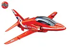 Red toy jet plane with a clear canopy and British flag markings.