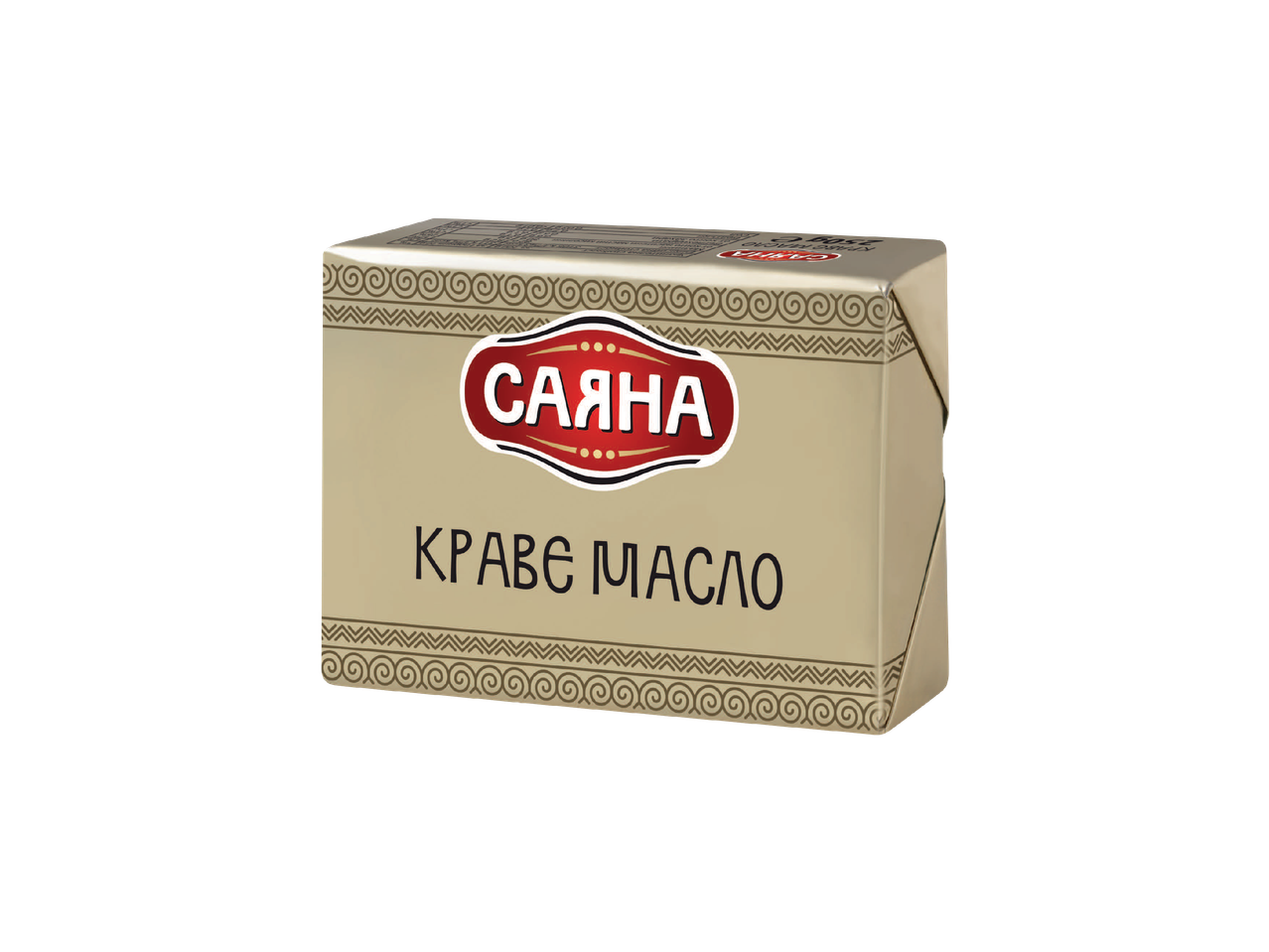 Опаковка масло с червен етикет и надпис на кирилица.