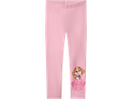 Rožinės spalvos sportinės kelnės su „Paw Patrol Skye“ atspaudu ant dešinės kojos.