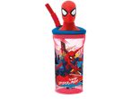 Spider-Man themed bottle with a red straw and a Spider-Man head on top, featuring 'The Amazing Spider-Man' text.
