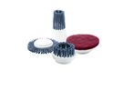 Cleaning brush set with various attachments for different surfaces.