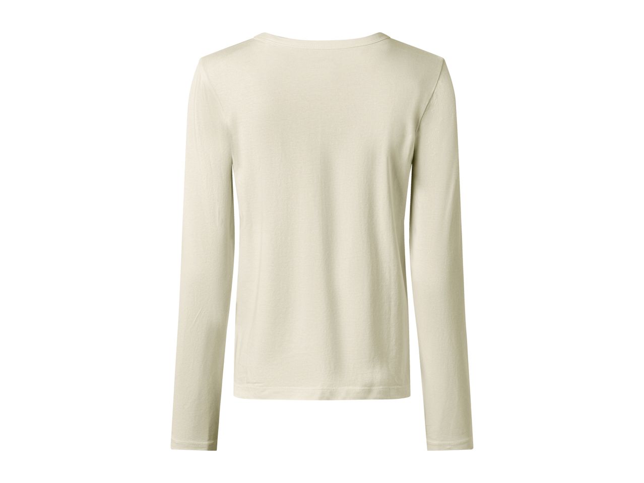 Back view of a plain cream long-sleeve t-shirt