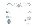 Glittery silver and blue snowflakes, stars, and swirls with clear gem accents.