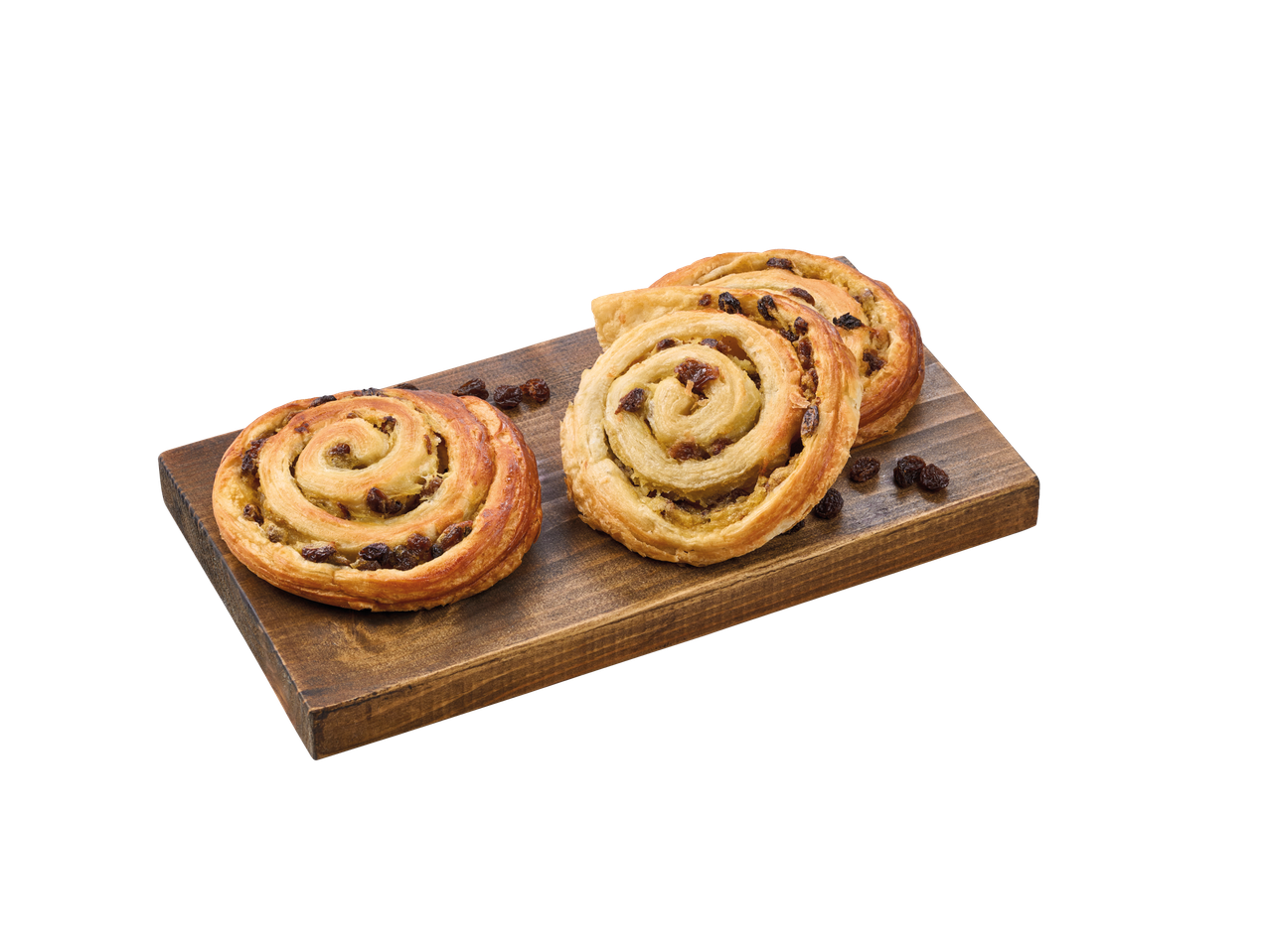 Kolm rosinatortsi ja üks puidust laual.