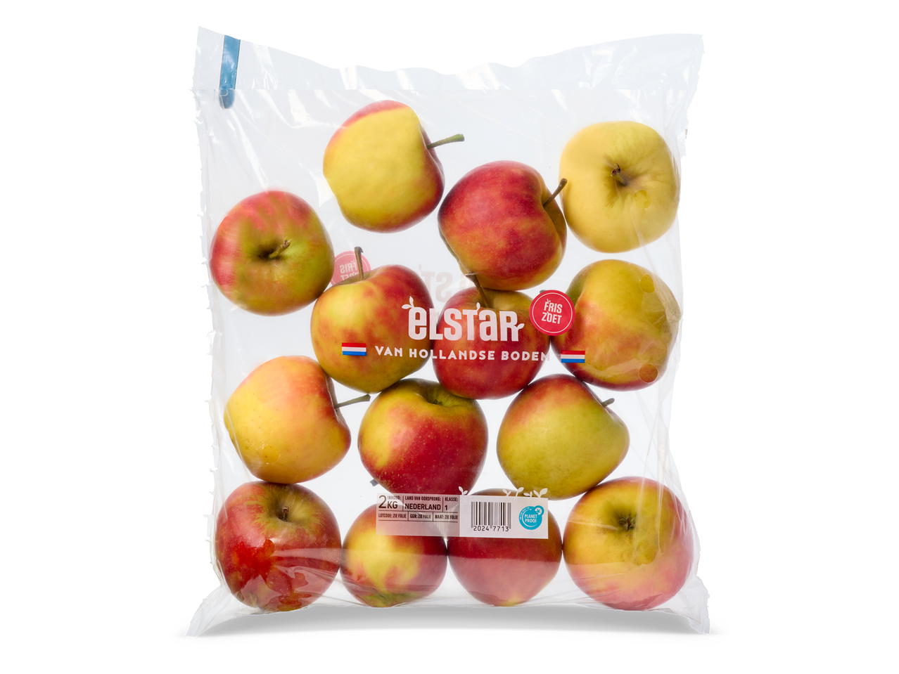 Zak met Elstar appels, 2 kg, van Hollandse bodem, fris en zoet.